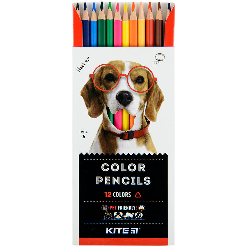 Олівці кольорові тригранні Kite Dogs K22-053-1, 12 кольорів