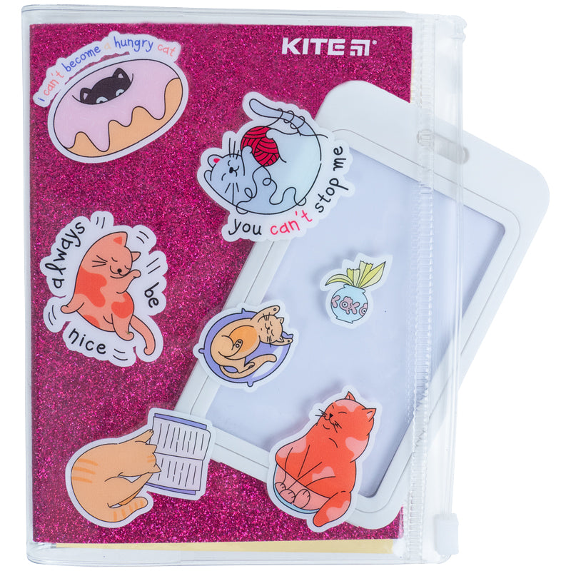 Блокнот Kite Pink cats K22-462-1, 80 аркушів, клітинка, силіконова обкладинка