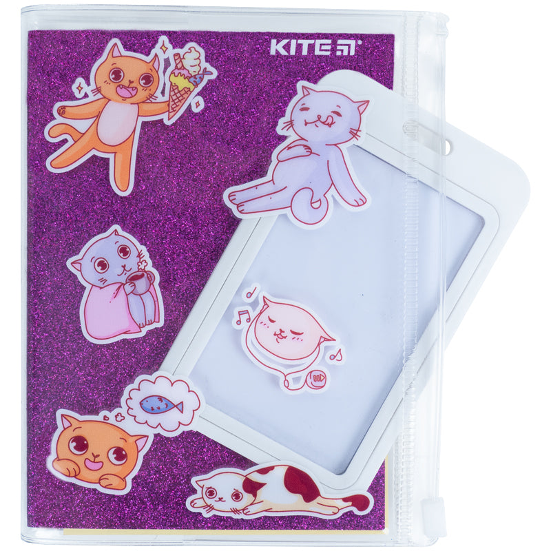 Блокнот Kite Purple cats K22-462-2, 80 аркушів, клітинка, силіконова обкладинка