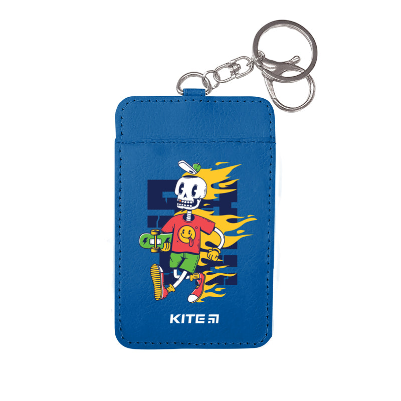 Бейдж вертикальний Kite K22-297-01, з карабіном, синій