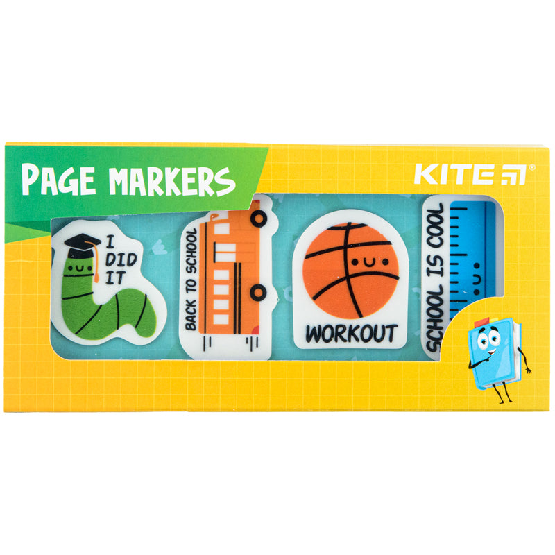 Закладки пластикові Kite School K22-479-4, 4x20 шт, 35х50 мм