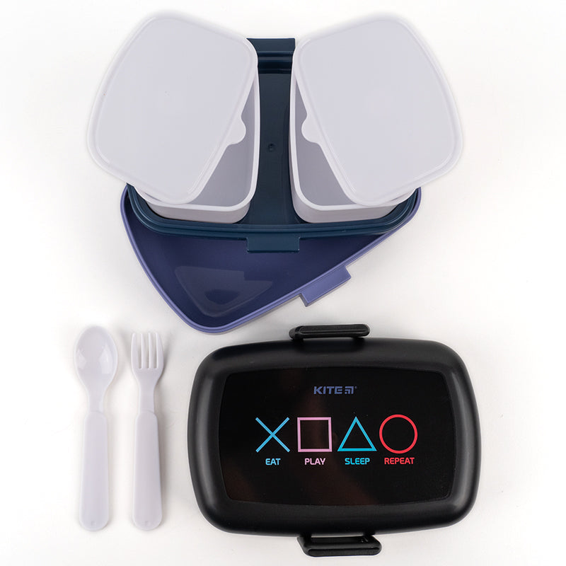 Ланчбокс с наполнением Kite K23-180-3, 1150 мл, черный