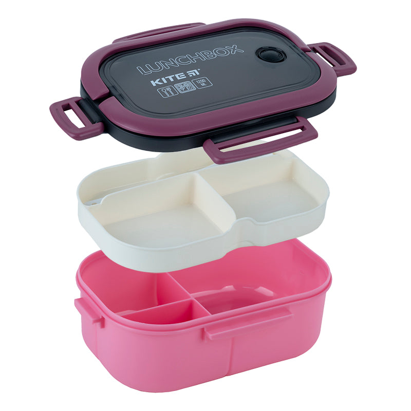 Ланчбокс з розділювачем Kite K23-184-3, 1200 мл, бордовий