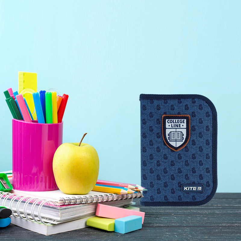 Пенал без наполнения Kite College Line K24-622-2, 1 отделение, 2 отворота