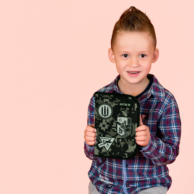 Пенал без наполнения Kite Air Force K24-622-10, 1 отделение, 2 отворота