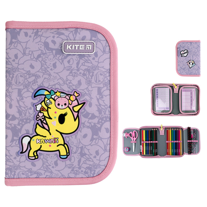Пенал с наполнением Kite tokidoki TK24-622H, 1 отделение, 2 отворота