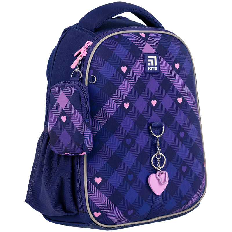 Рюкзак школьный каркасный Kite Education Check and Hearts K24-555S-1