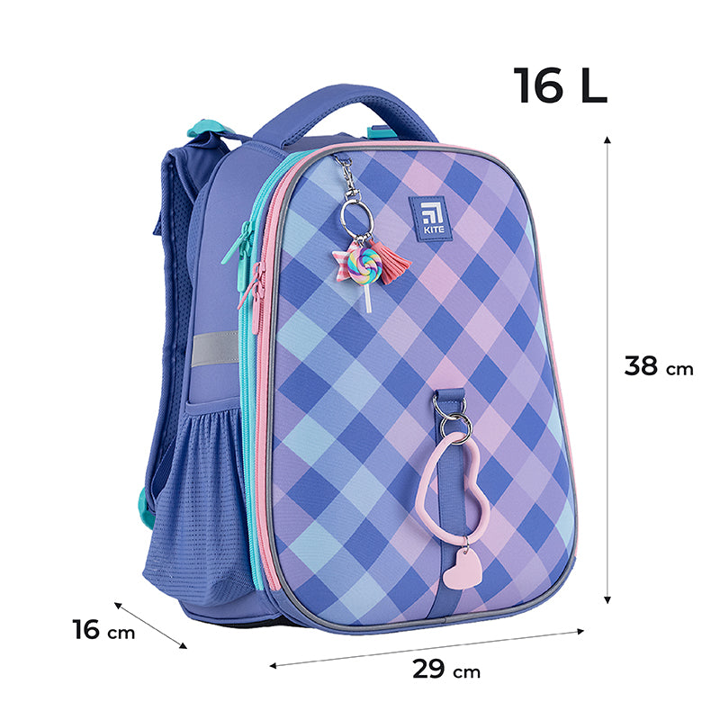 Рюкзак шкільний каркасний Kite Education Purple Chequer K24-531M-2