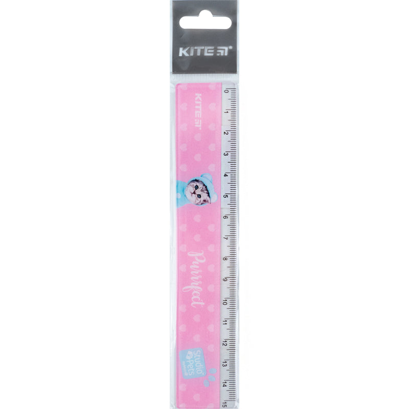 Лінійка пластикова Kite Studio Pets SP24-090, 15см