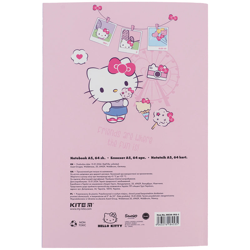 Блокнот Kite Hello Kitty HK24-193-1, термобіндер, А5, 64 аркуші, нелінований