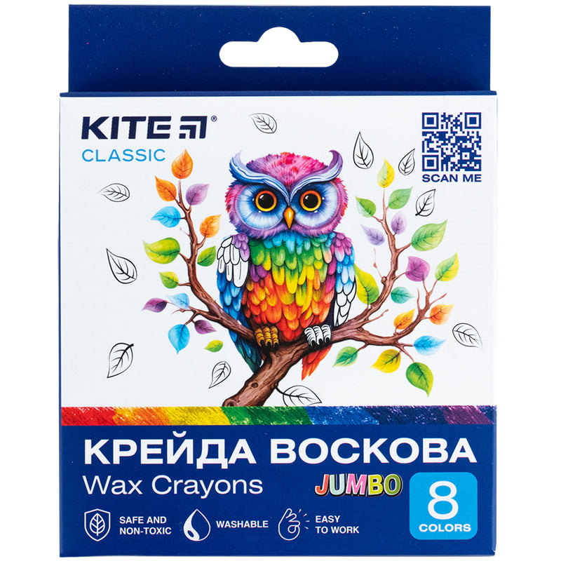 Крейда воскова Kite Classic Jumbo K-076, 8 кольорів
