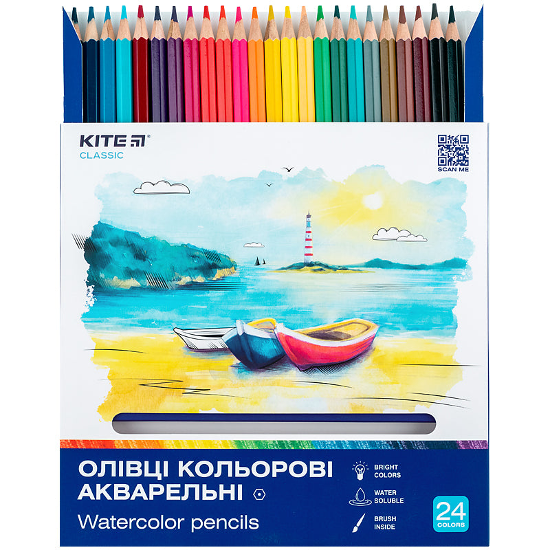 Олівці кольорові акварельні Kite Classic K-1050, 24 шт.