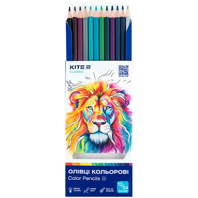 Карандаши цветные двусторонние Kite Classic K-054, 12 шт.