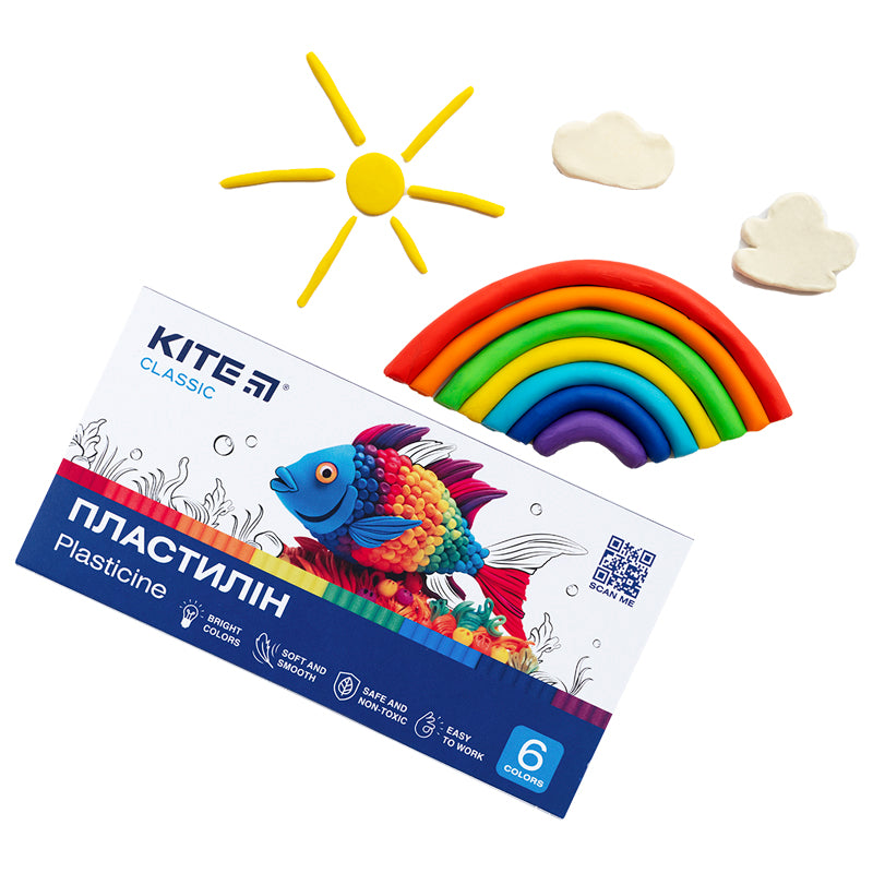 Пластилін Kite Classic K-081, 6 кольорів, 120 г
