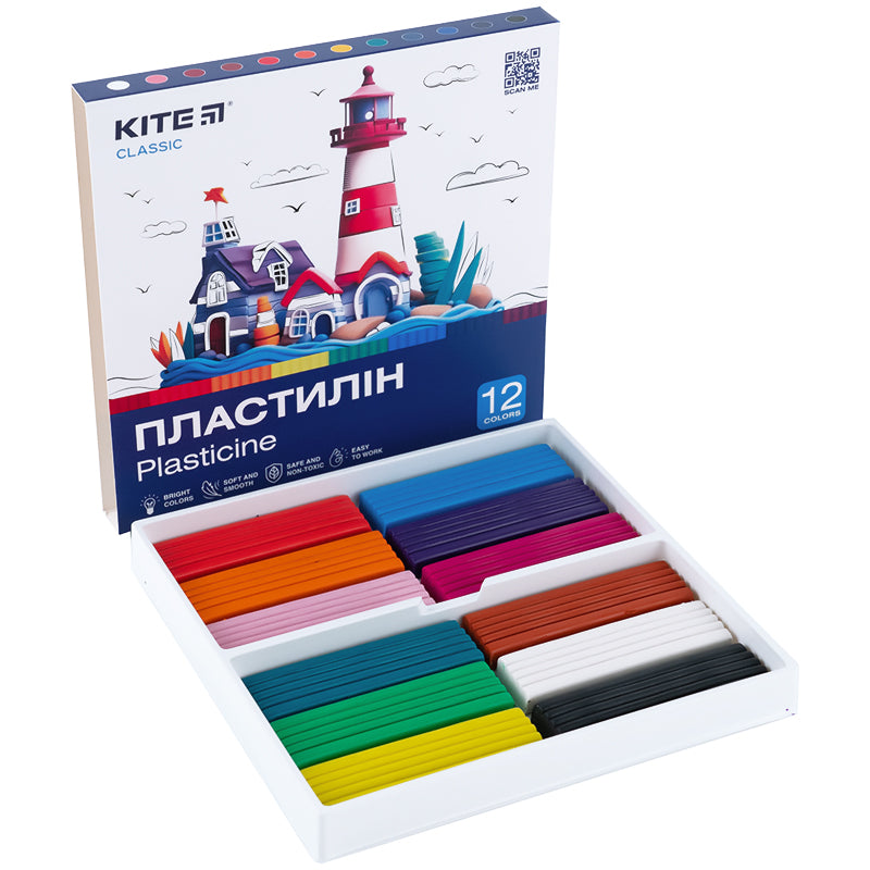 Пластилин Kite Classic K-1086, 12 цветов, 240 г