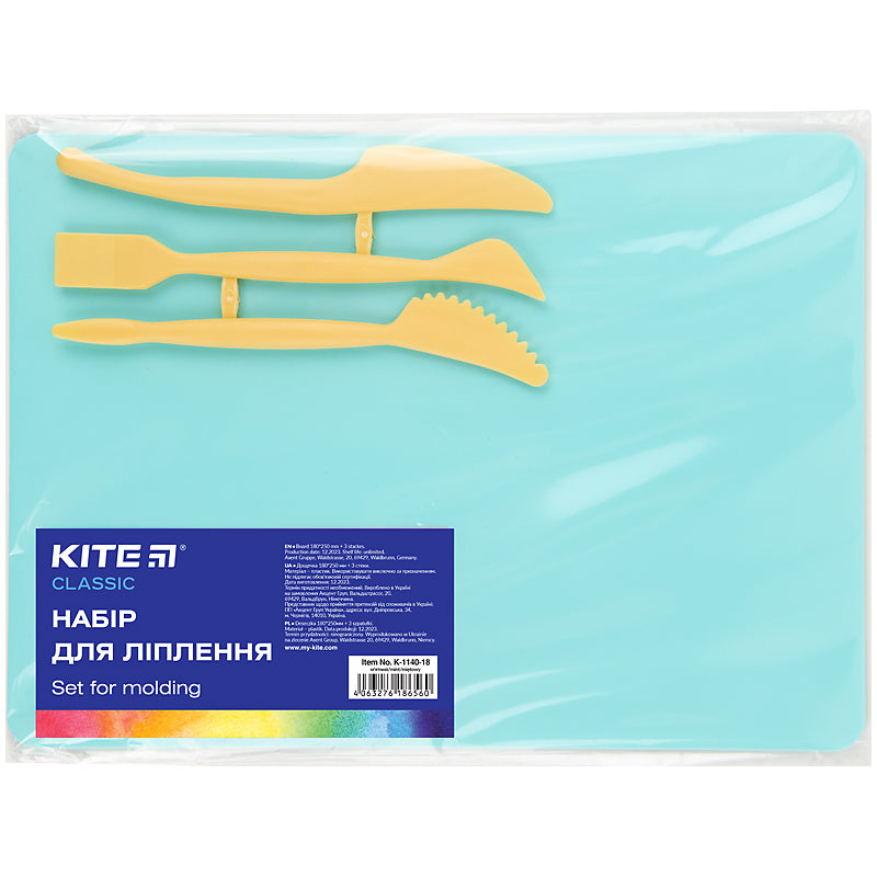 Набор для лепки Kite Classic K-1140-18 (доска + 3 стеки), мятный