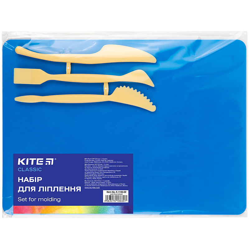 Набор для лепки Kite Classic K-1140-02 (доска + 3 стеки), синий