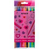 Карандаши цветные пластиковые Kite Heart K24-049-2, 12 шт. Карандаши цветные пластиковые Kite Heart K24-049-2, 12 шт.