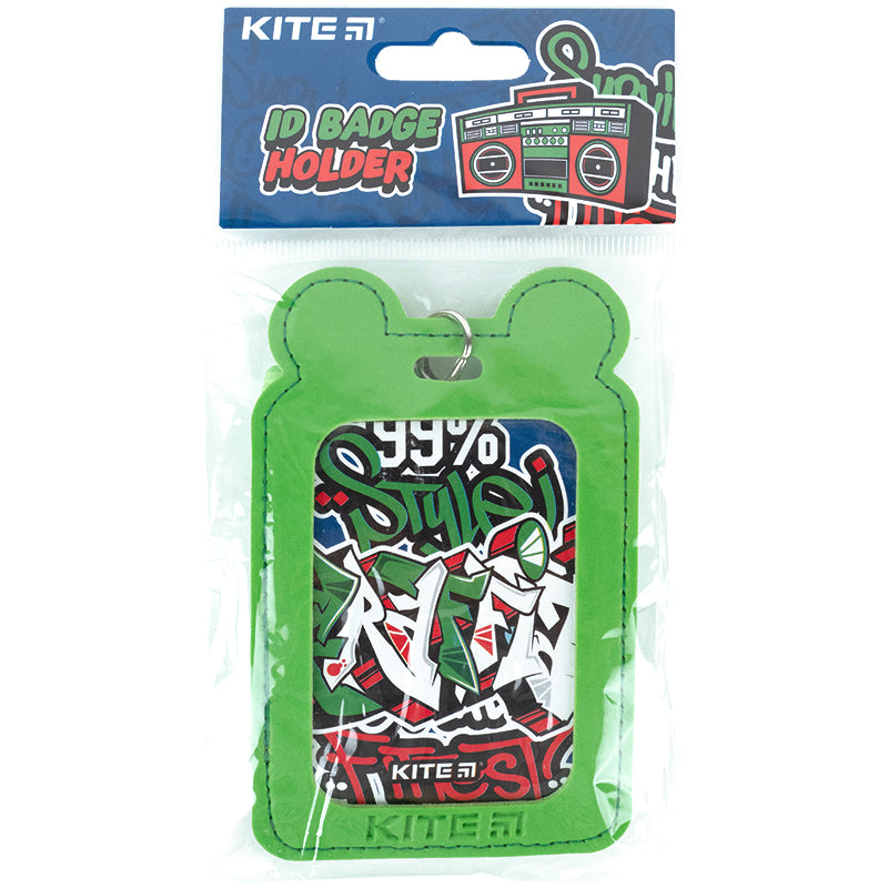 Бейдж вертикальний Kite K24-296-2, на шнурку, зеленый