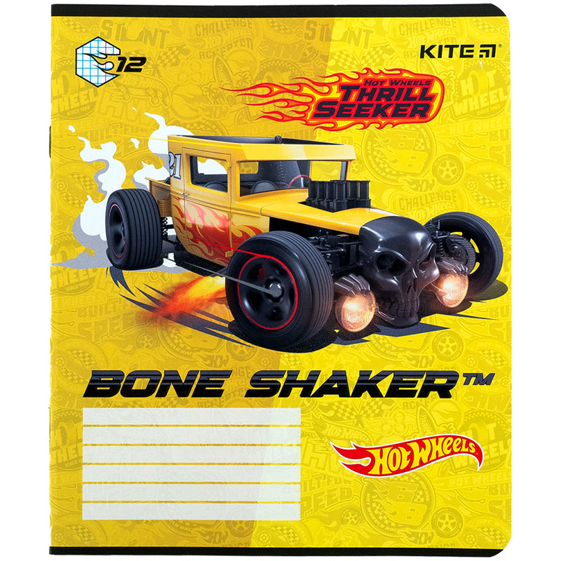 Зошит шкільний Kite Hot Wheels HW24-232, 12 аркушів, клітинка