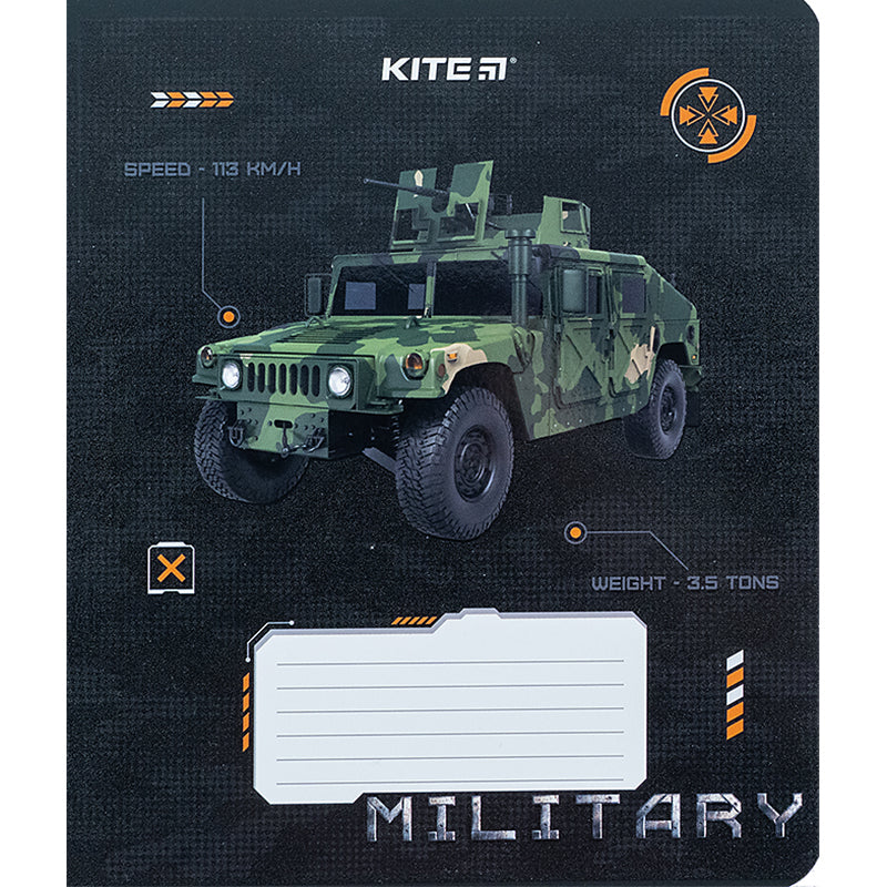 Тетрадь школьная Kite Милитари K24-232-3, 12 листов, клетка