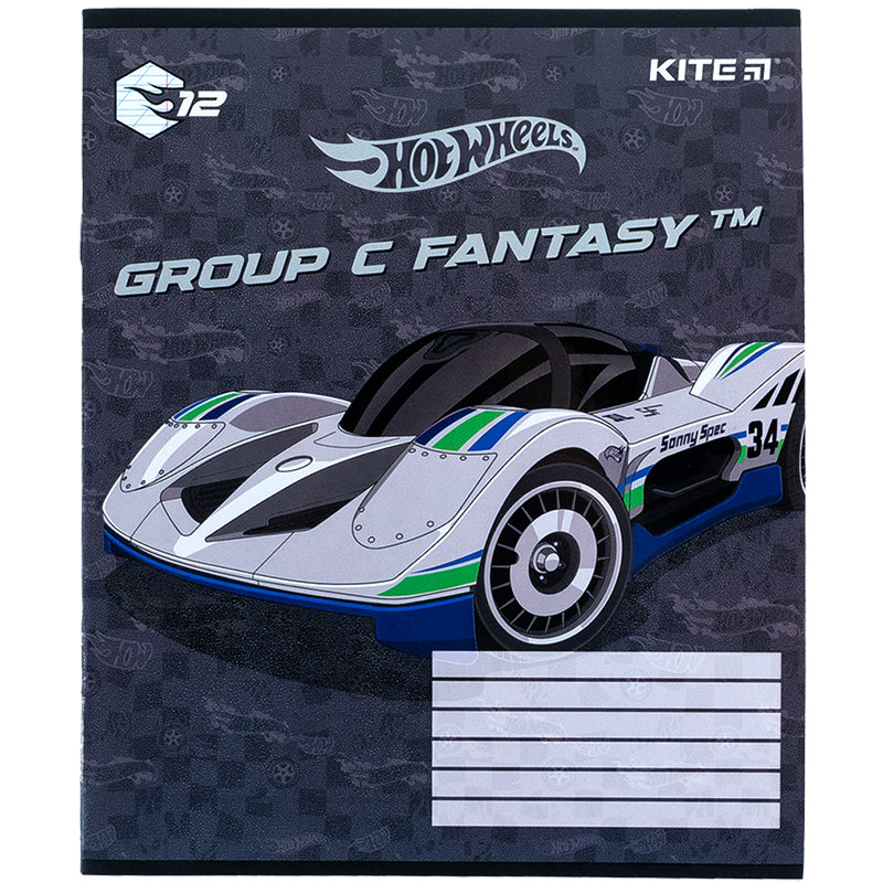 Зошит шкільний Kite Hot Wheels HW24-235, 12 аркушів, коса лінія