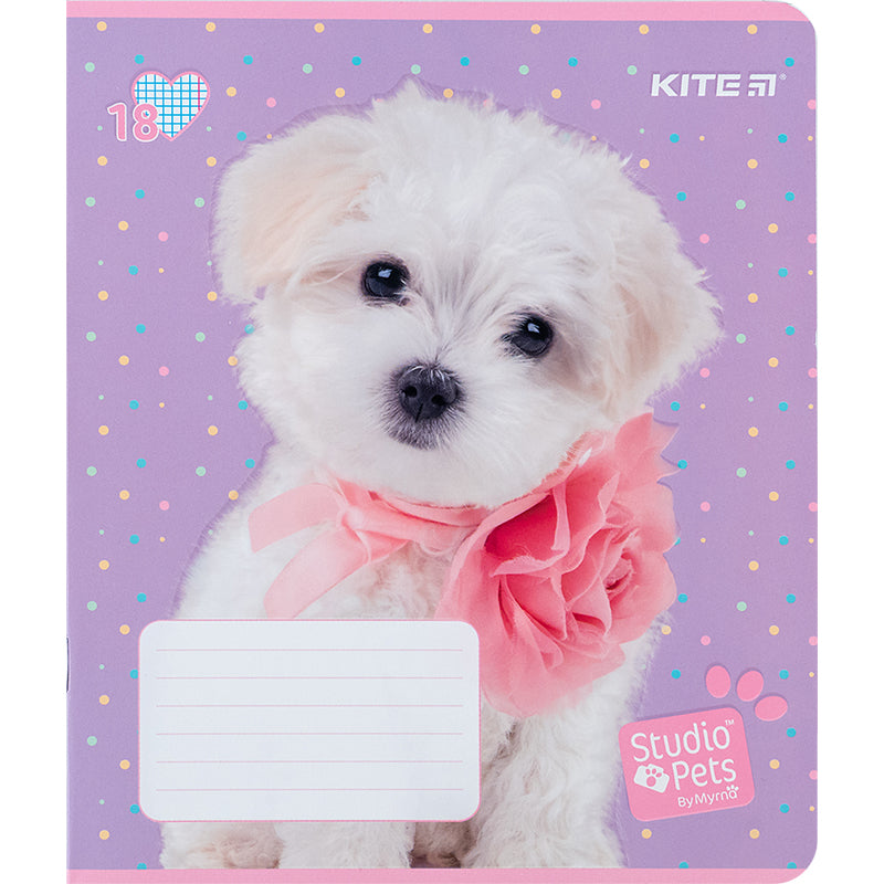 Тетрадь школьная Kite Studio Pets SP24-236, 18 листов, клетка