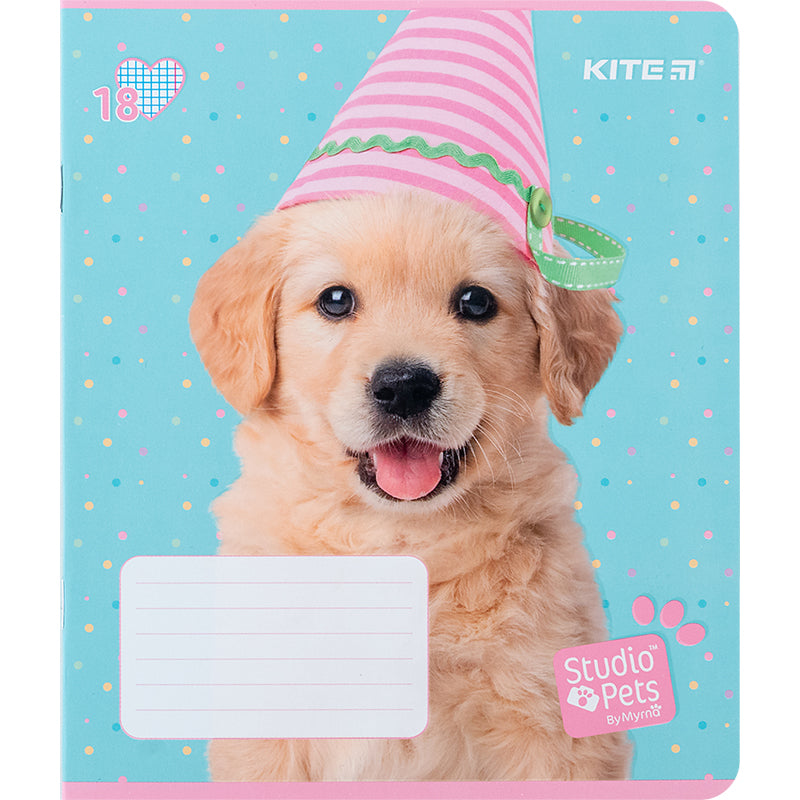 Тетрадь школьная Kite Studio Pets SP24-236, 18 листов, клетка