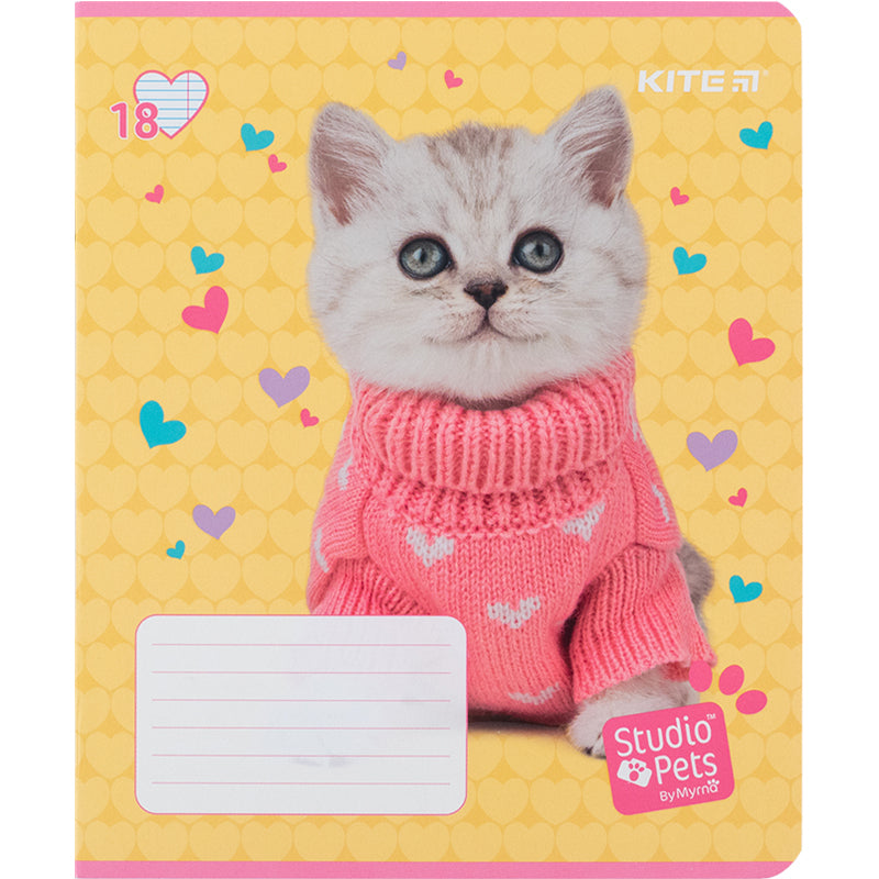 Тетрадь школьная Kite Studio Pets SP24-237, 18 листов, в линию