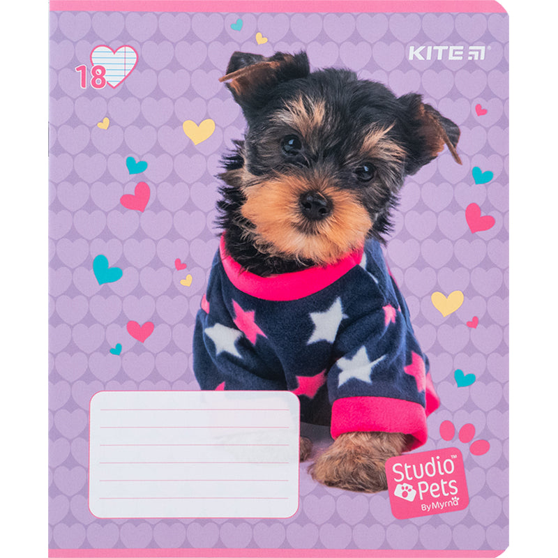 Тетрадь школьная Kite Studio Pets SP24-237, 18 листов, в линию