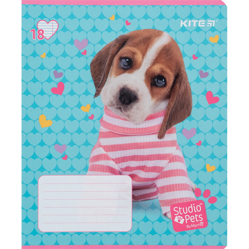 Тетрадь школьная Kite Studio Pets SP24-237, 18 листов, в линию