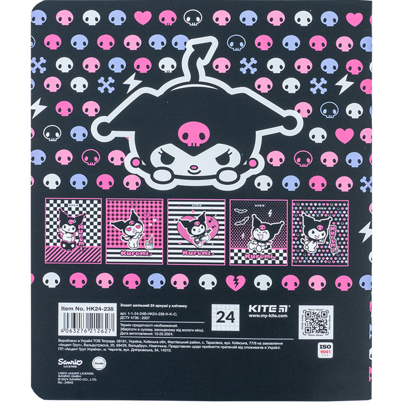 Зошит шкільний Kite Kuromi HK24-238, 24 аркуша, клітинка
