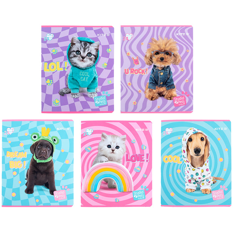 Зошит шкільний Kite Studio Pets SP24-239, 24 аркуша, лінія