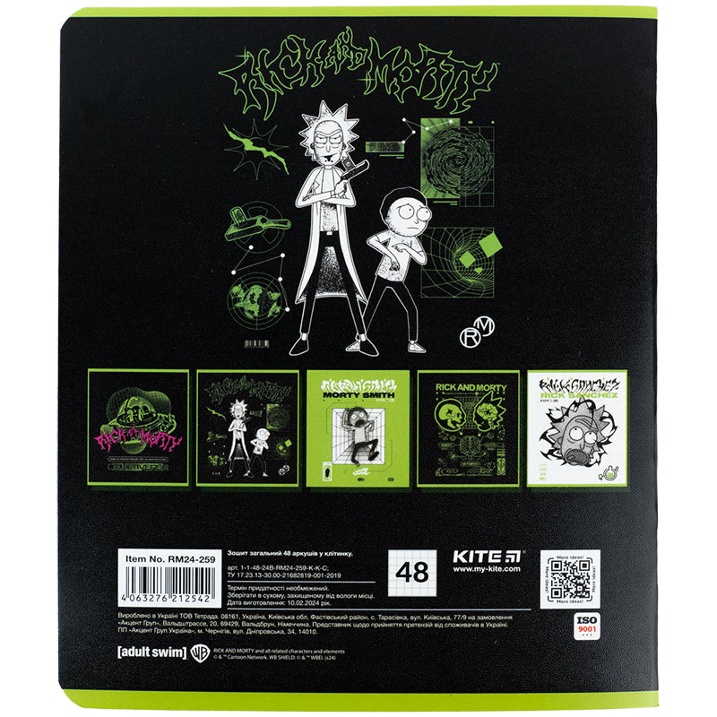 Зошит шкільний Kite Rick and Morty RM24-259, 48 аркушів, клітинка