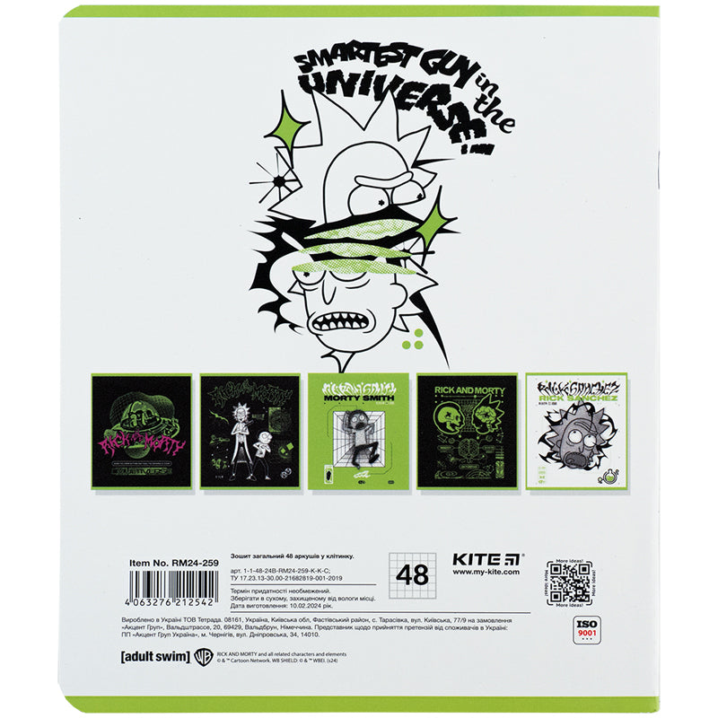 Зошит шкільний Kite Rick and Morty RM24-259, 48 аркушів, клітинка