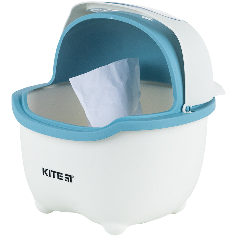 Настольный контейнер для мусора Kite K24-009-6, бело-голубой