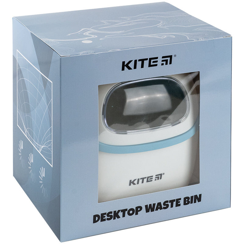 Настольный контейнер для мусора Kite K24-009-6, бело-голубой