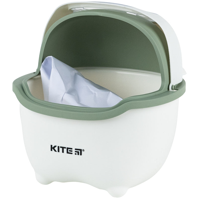 Настольный контейнер для мусора Kite K24-009-7, бело-зеленый