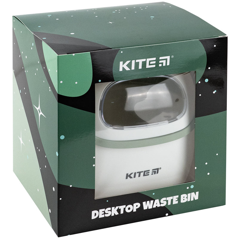 Настольный контейнер для мусора Kite K24-009-7, бело-зеленый