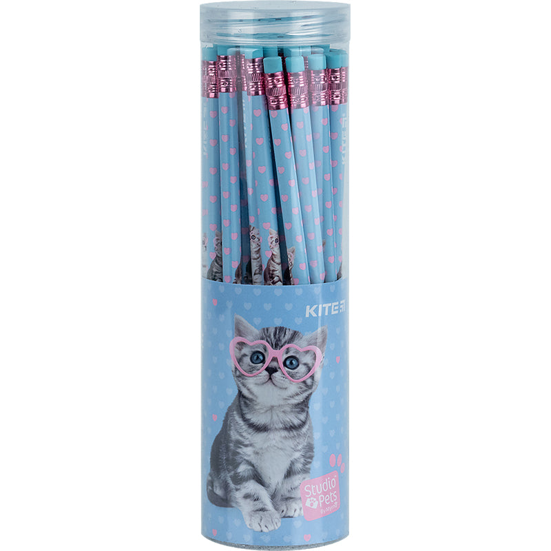 Карандаш графитный с ластиком Kite Studio Pets SP24-056