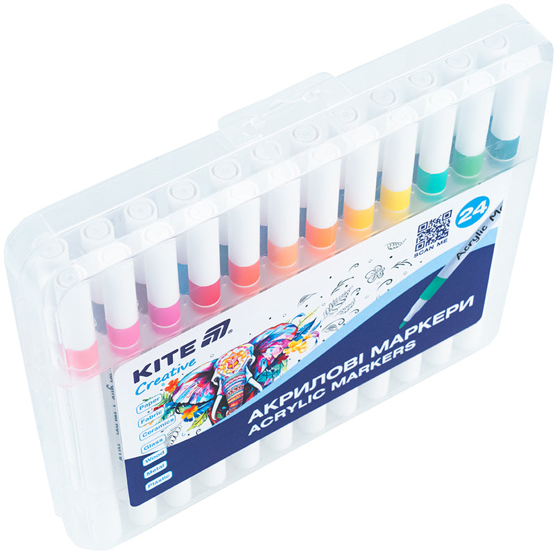 Маркери акрилові Kite Creative K-1157, 24 кольори