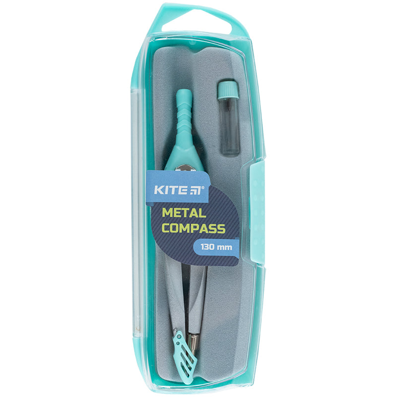 Циркуль металевий + грифель Kite Pastelini K24-413-18, 130 мм, м'ятний