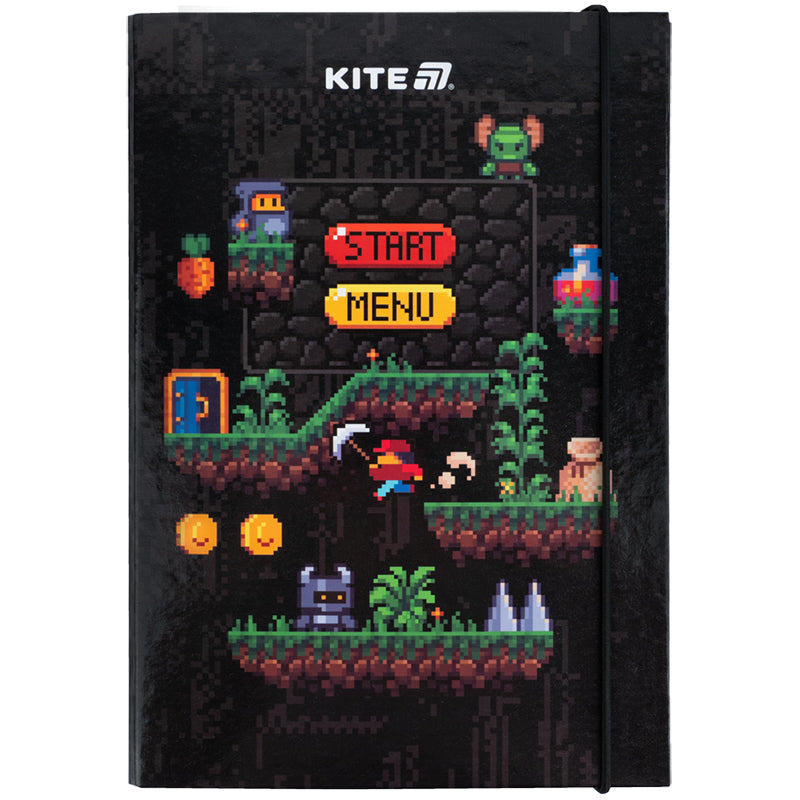 Папка для зошитів на гумці Kite Pixel Game K25-210-2, картон