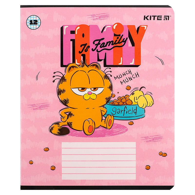 Зошит шкільний Kite Garfield GF24-232, 12 аркушів, клітинка