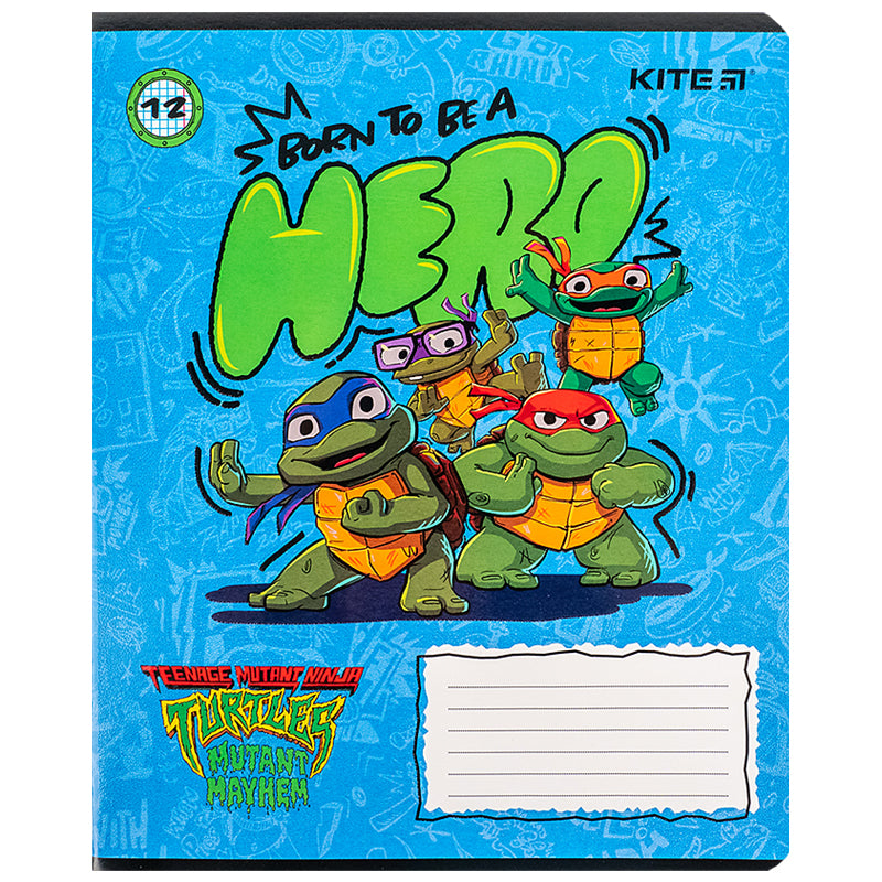 Тетрадь школьная Kite Ninja Turtles NT24-232, 12 листов, клетка