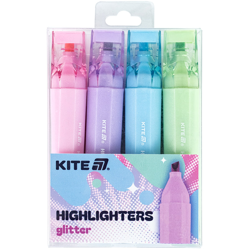 Маркер Highlighter Kite Creative Glitter K24-1146-4, набір з 4-х кольорів