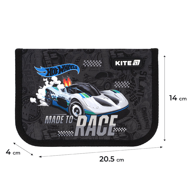 Пенал без наполнения Kite Hot Wheels HW25-621, 1 отделение, 1 отворот