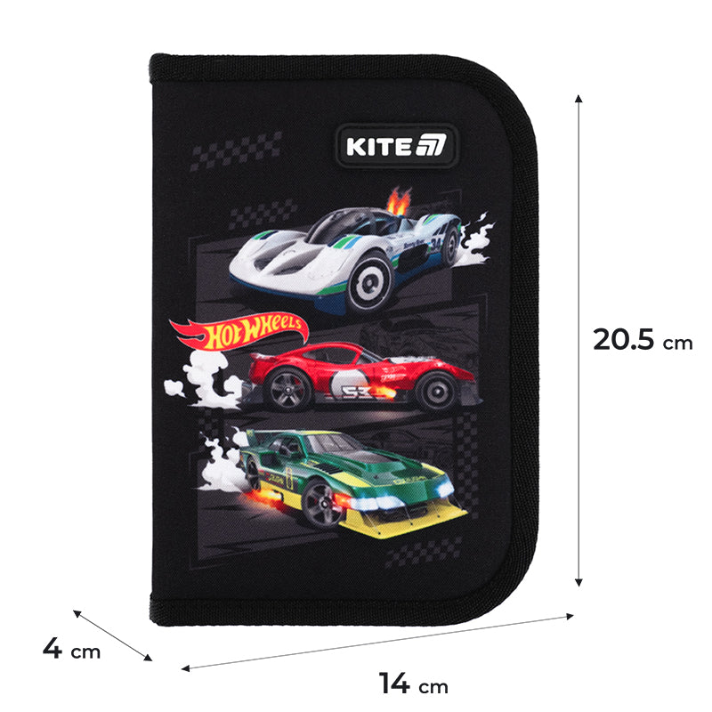 Пенал без наполнения Kite Hot Wheels HW25-622-1, 1 отделение, 2 отворот