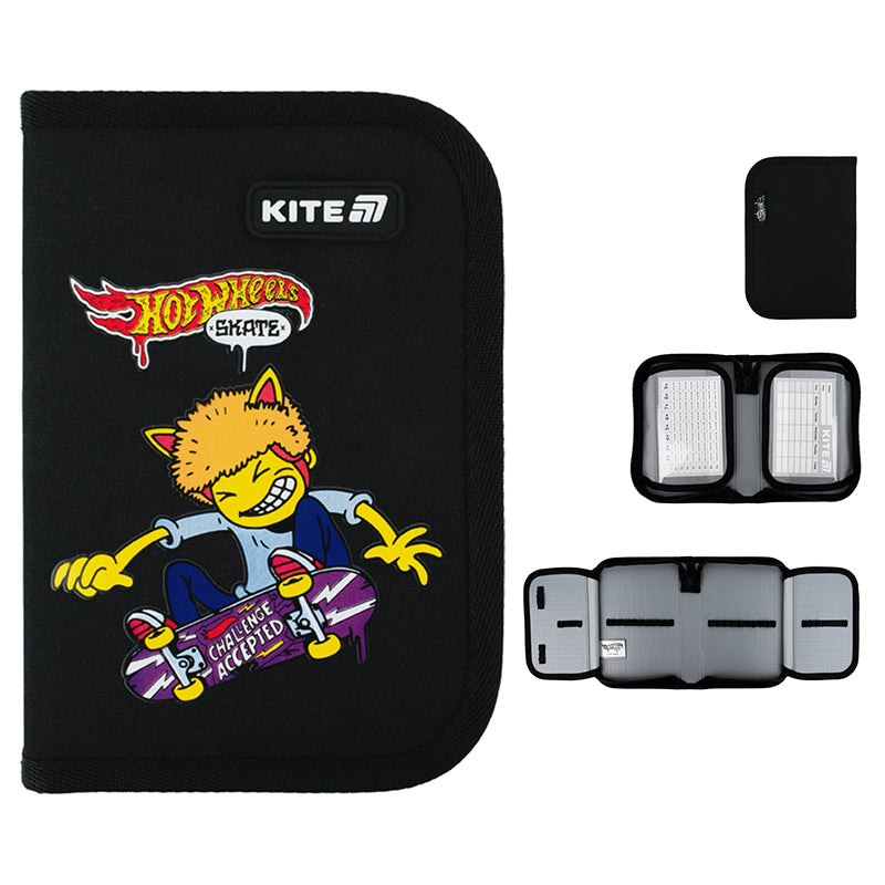 Пенал без наполнения Kite Hot Wheels Skate HW25-622-2, 1 отделение, 2 отворот