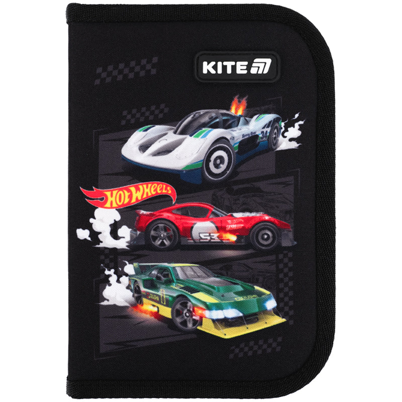 Пенал с наполнением Kite Hot Wheels HW25-622H-1, 1 отделение, 2 отвоврота